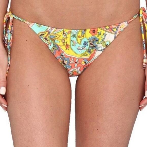 SHOSHANNA Bikini Bottoms Extra Small Paisley Floral String Neon Beach Swim NWT - Picture 1 of 12